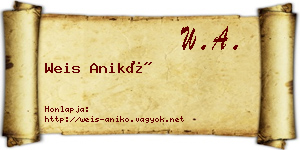Weis Anikó névjegykártya